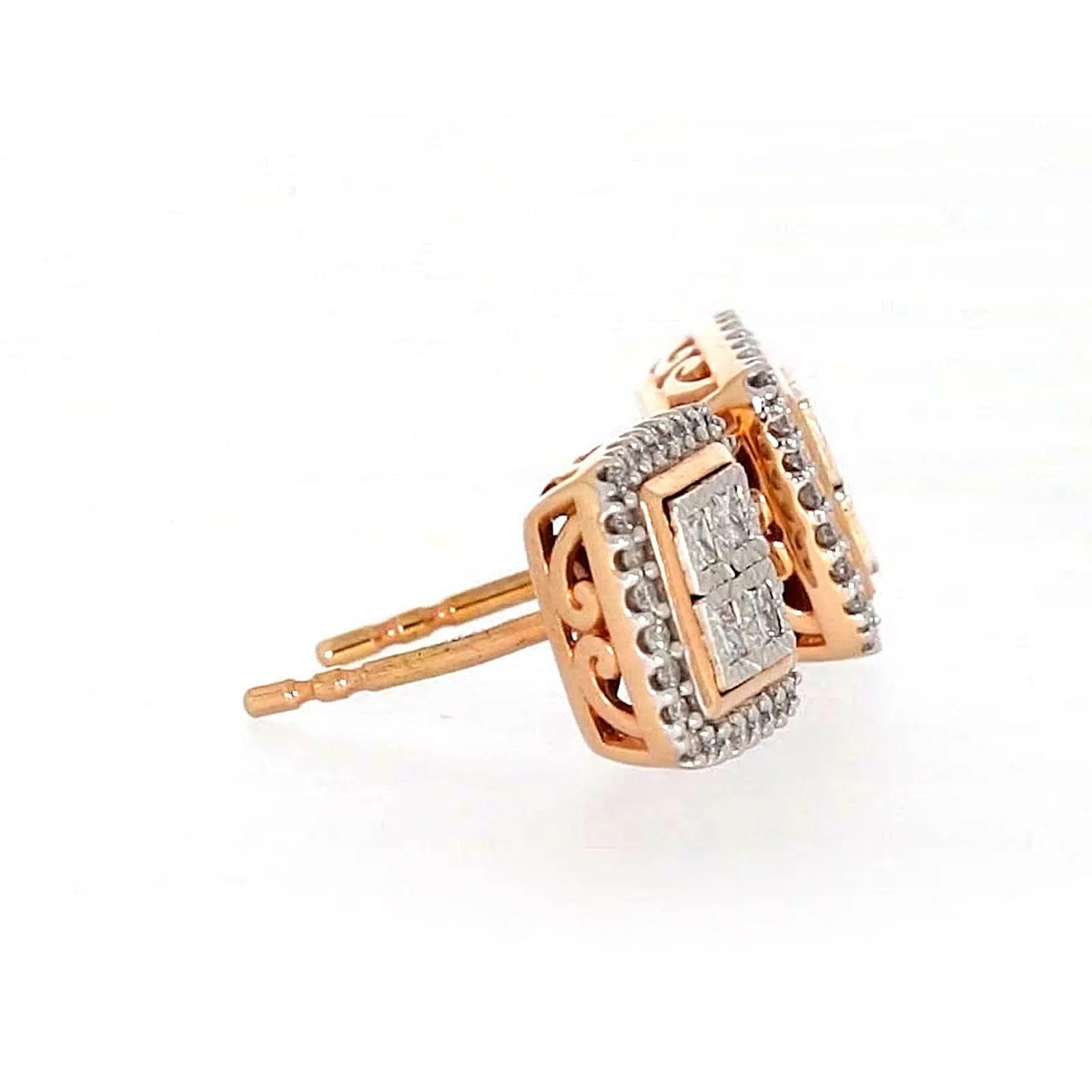 New York Princess Cut with 1/3 CARAT tw of Diamonds  Stud Earrings