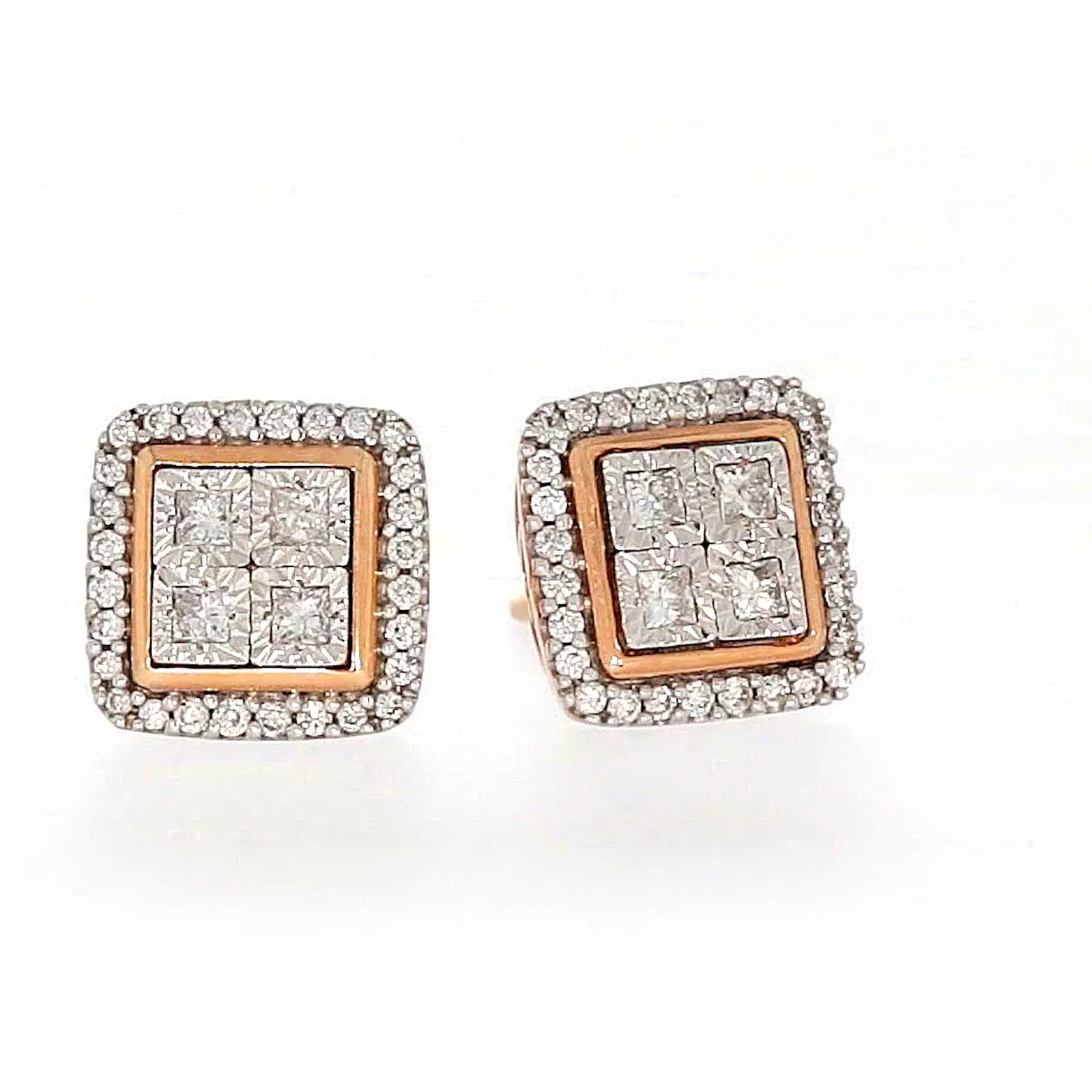 New York Princess Cut with 1/3 CARAT tw of Diamonds  Stud Earrings