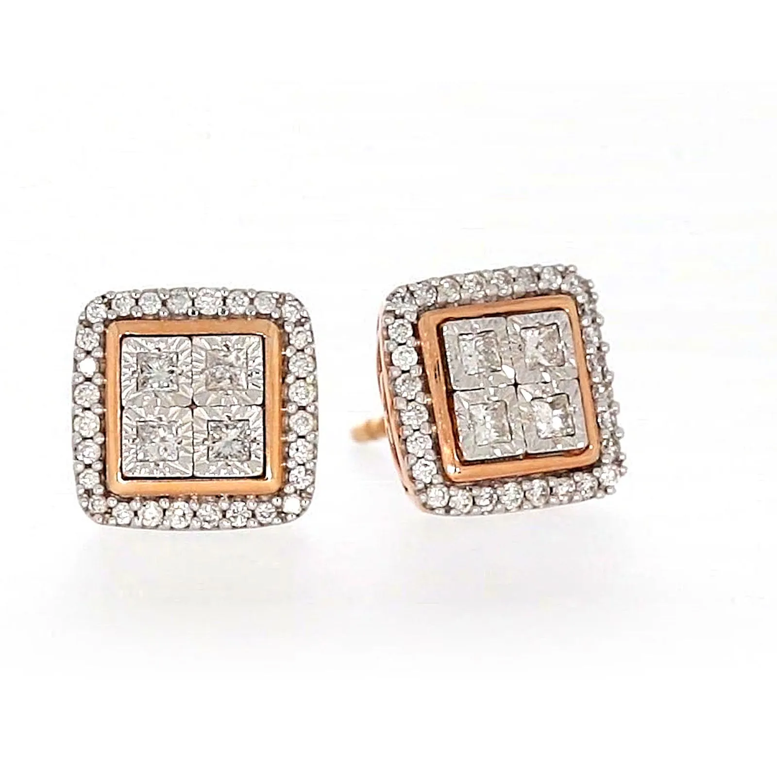 New York Princess Cut with 1/3 CARAT tw of Diamonds  Stud Earrings