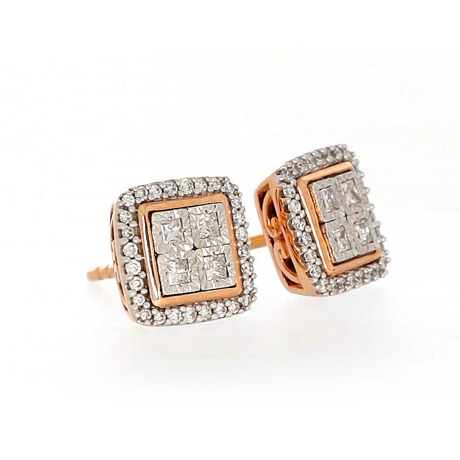 New York Princess Cut with 1/3 CARAT tw of Diamonds  Stud Earrings