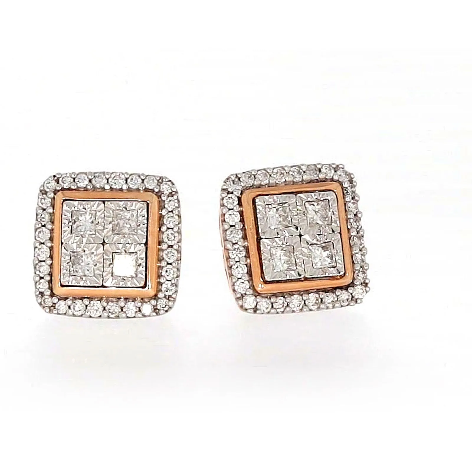 New York Princess Cut with 1/3 CARAT tw of Diamonds  Stud Earrings