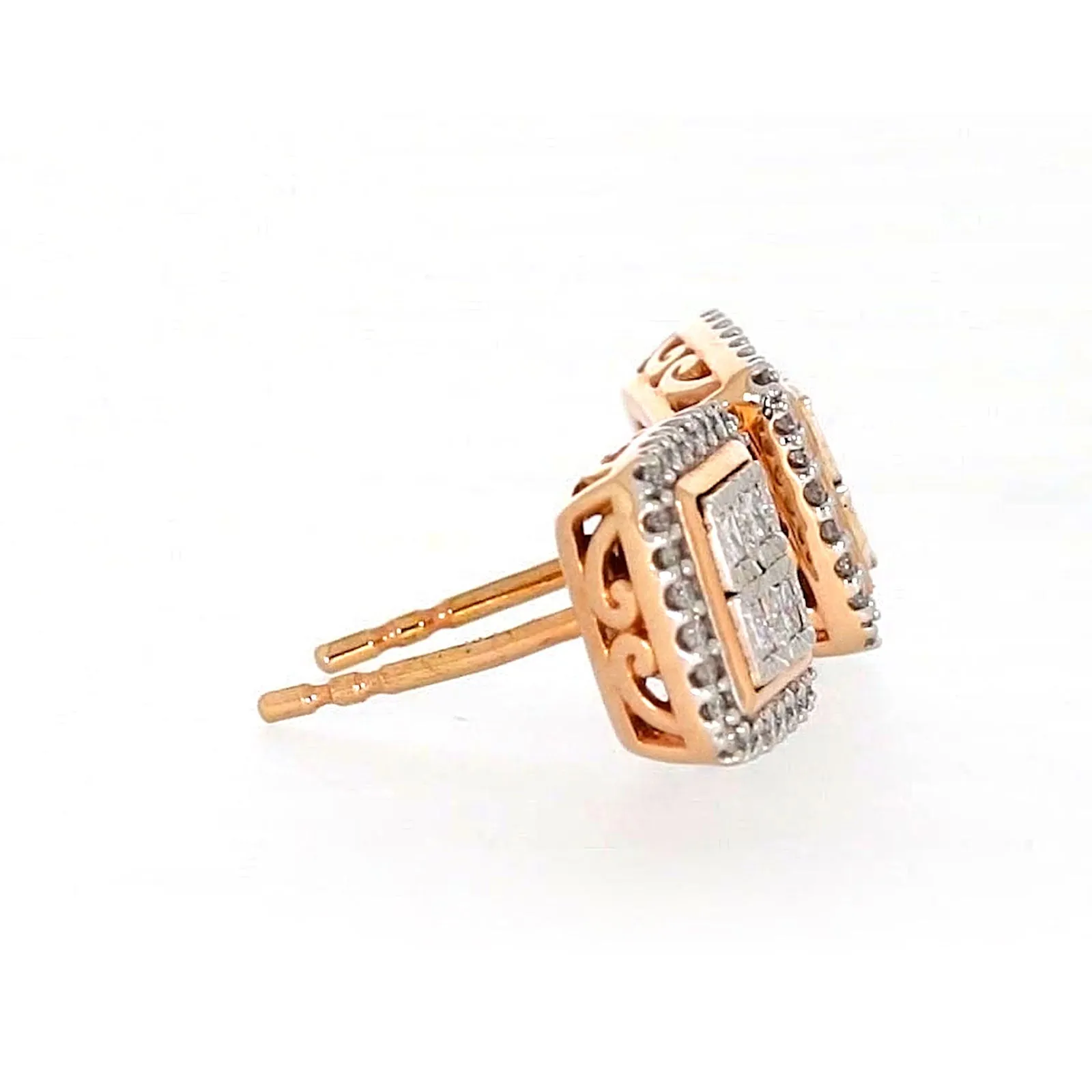 New York Princess Cut with 1/3 CARAT tw of Diamonds  Stud Earrings