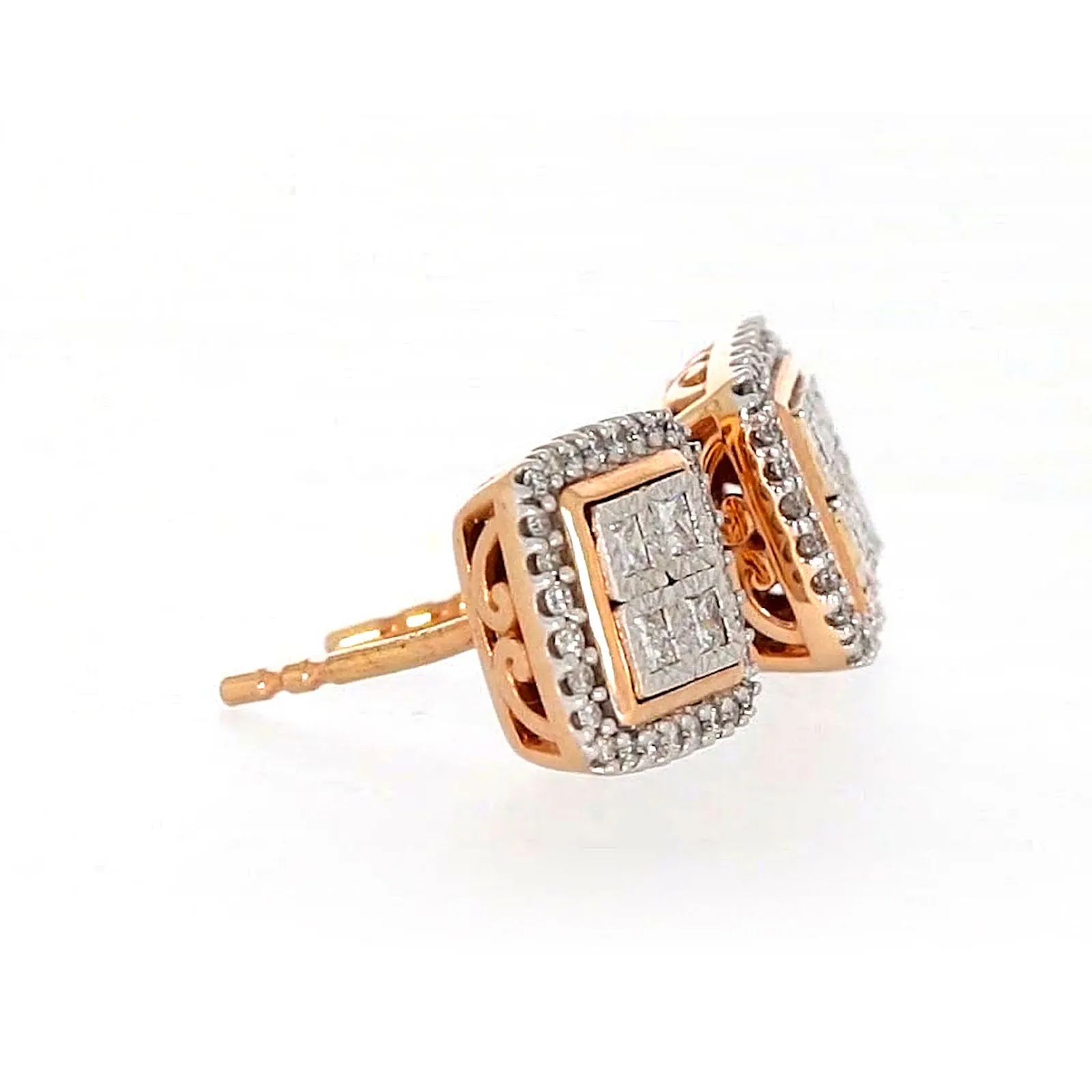 New York Princess Cut with 1/3 CARAT tw of Diamonds  Stud Earrings