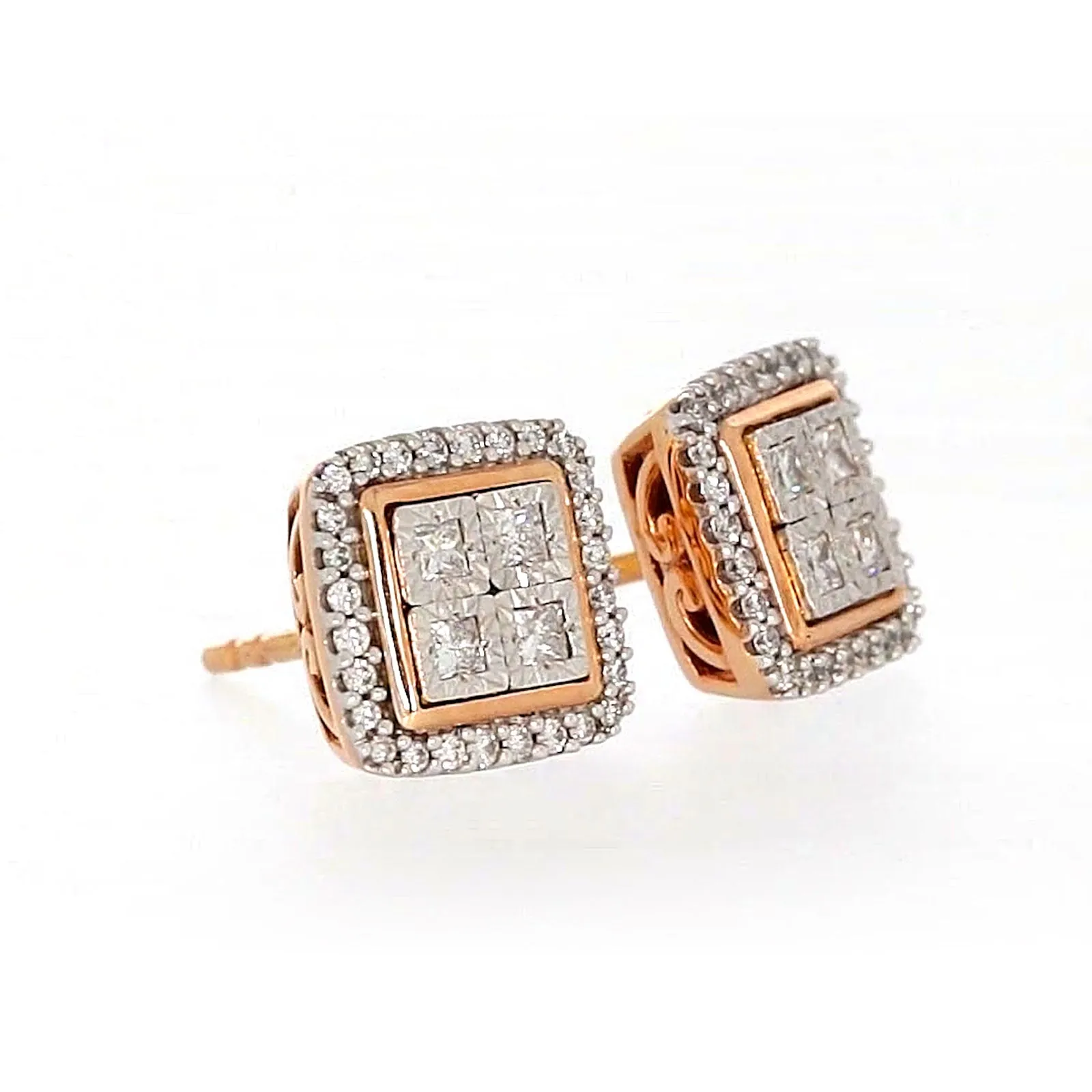 New York Princess Cut with 1/3 CARAT tw of Diamonds  Stud Earrings