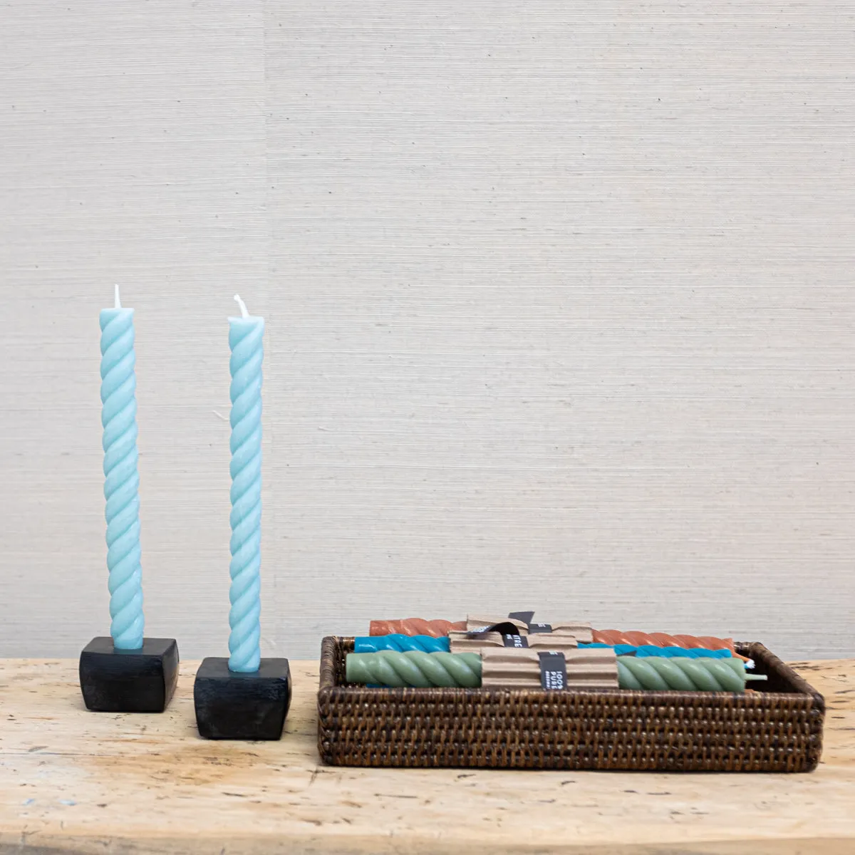 Pair of Rope Natural Beeswax Tapers