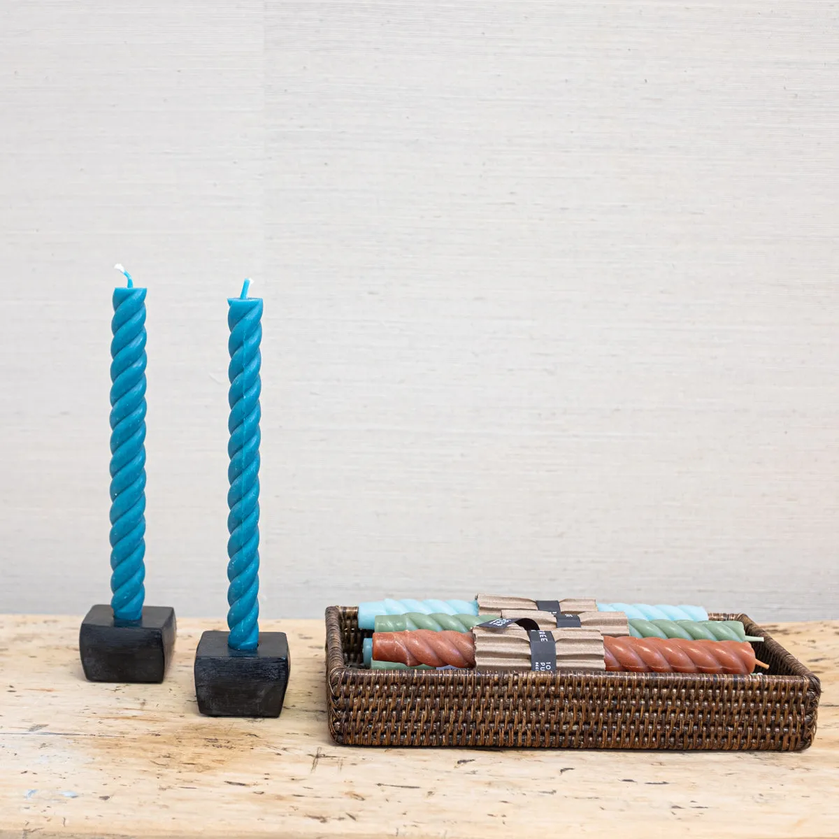 Pair of Rope Natural Beeswax Tapers