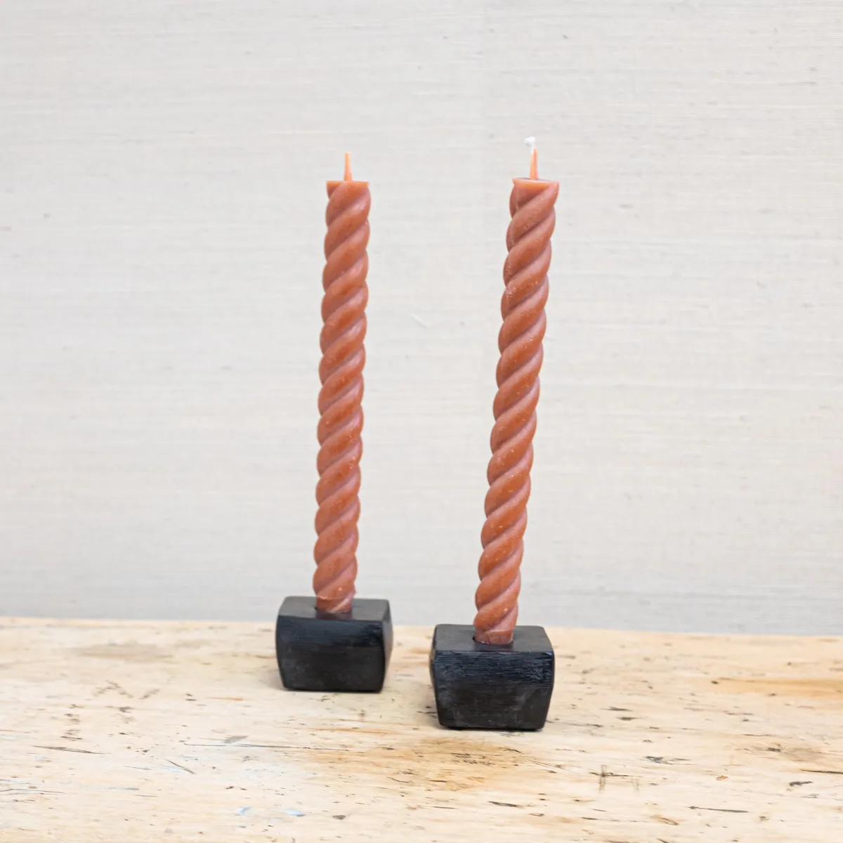 Pair of Rope Natural Beeswax Tapers