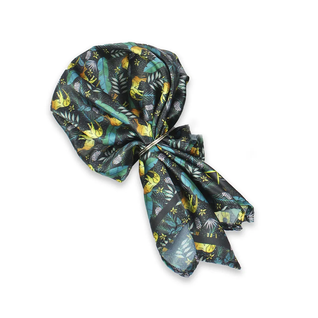 Peluche Jungle Jumbo Black Broad Neck Tie & Pocket Square Set for Men