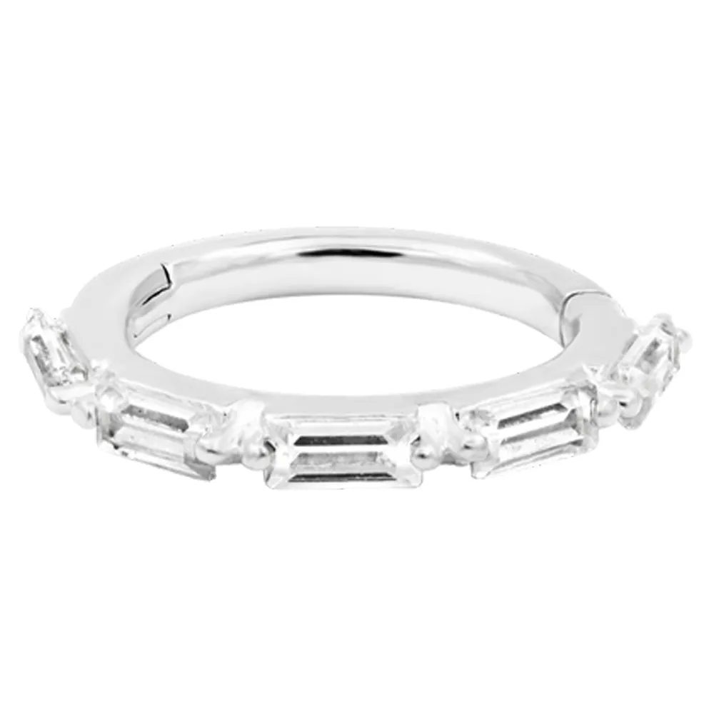 "Annie" Hinge Ring / Clicker in Gold with White CZ's