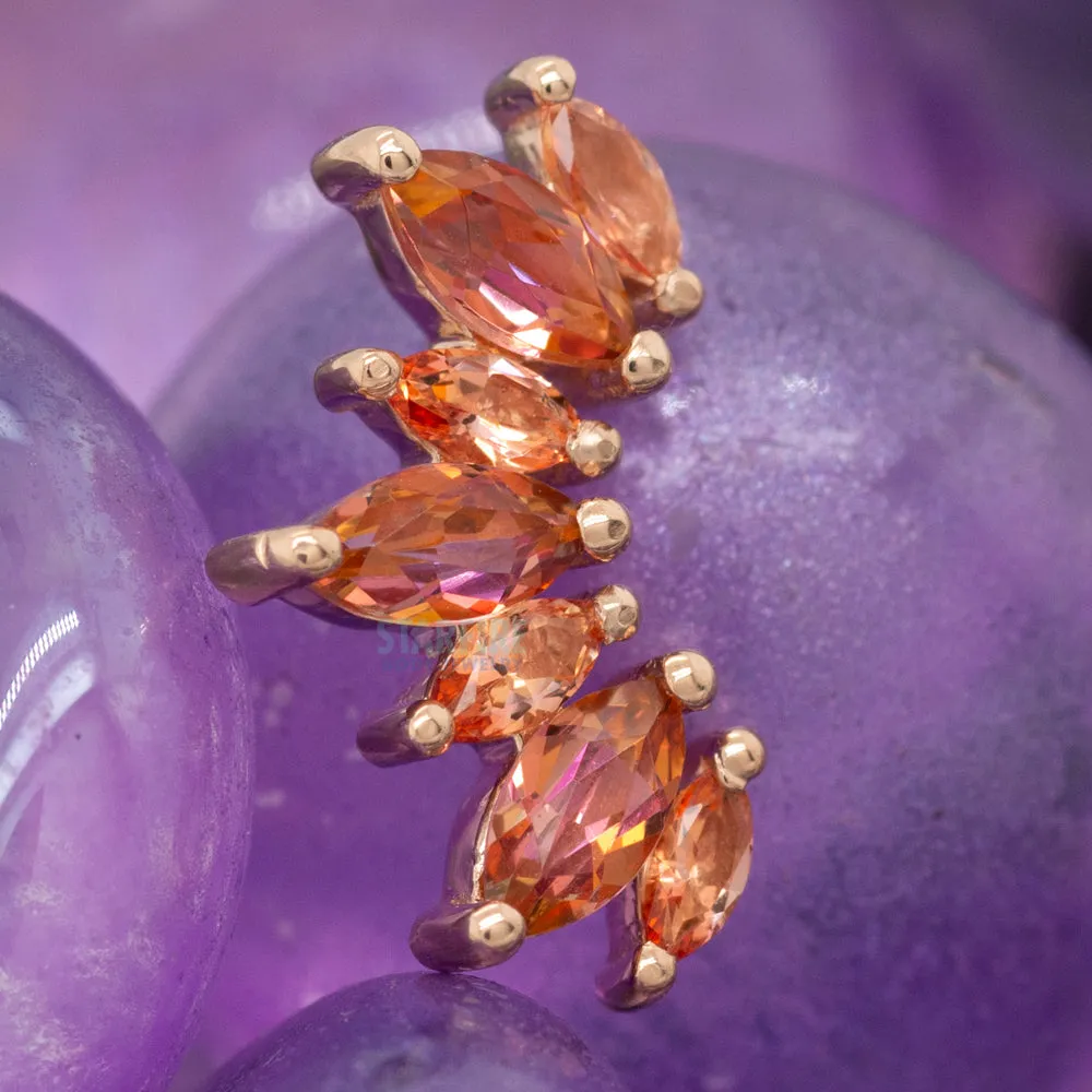 "Athena" Threaded End in Gold with Peach Topaz' & Anastasia Topaz'