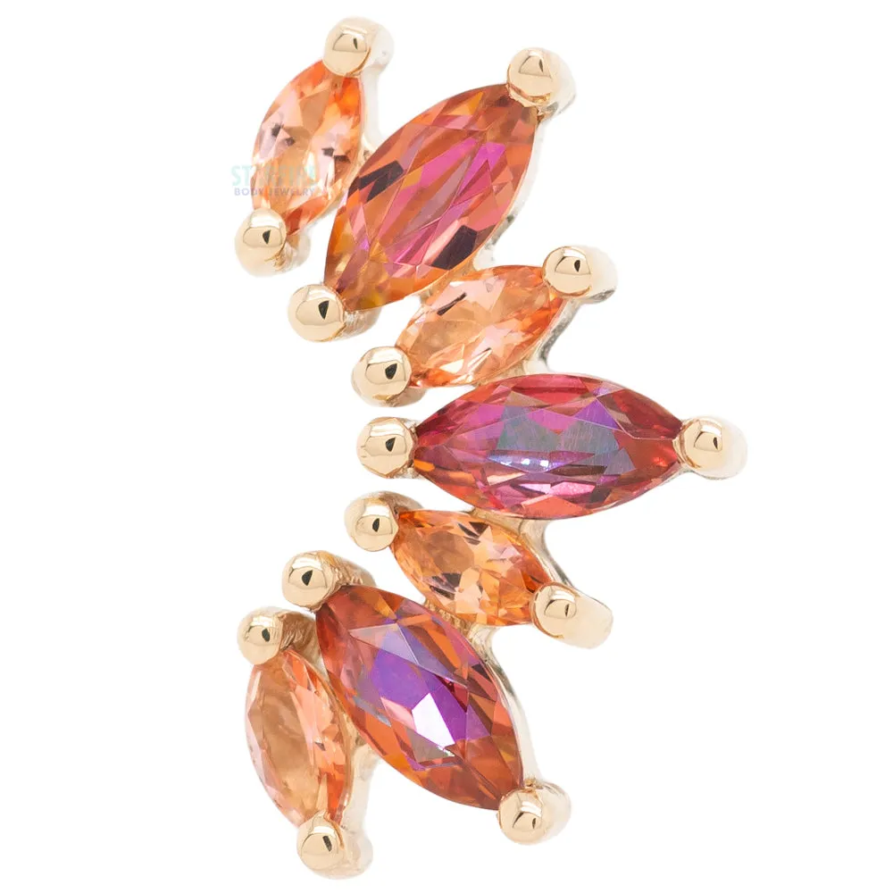 "Athena" Threaded End in Gold with Peach Topaz' & Anastasia Topaz'