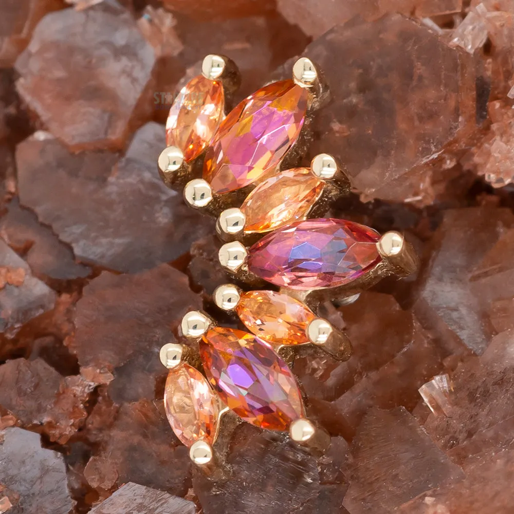 "Athena" Threaded End in Gold with Peach Topaz' & Anastasia Topaz'