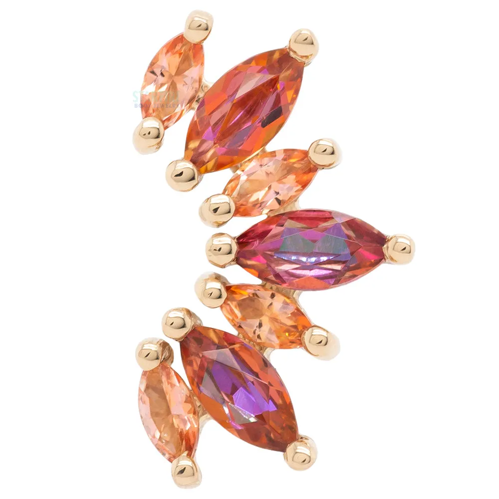 "Athena" Threaded End in Gold with Peach Topaz' & Anastasia Topaz'