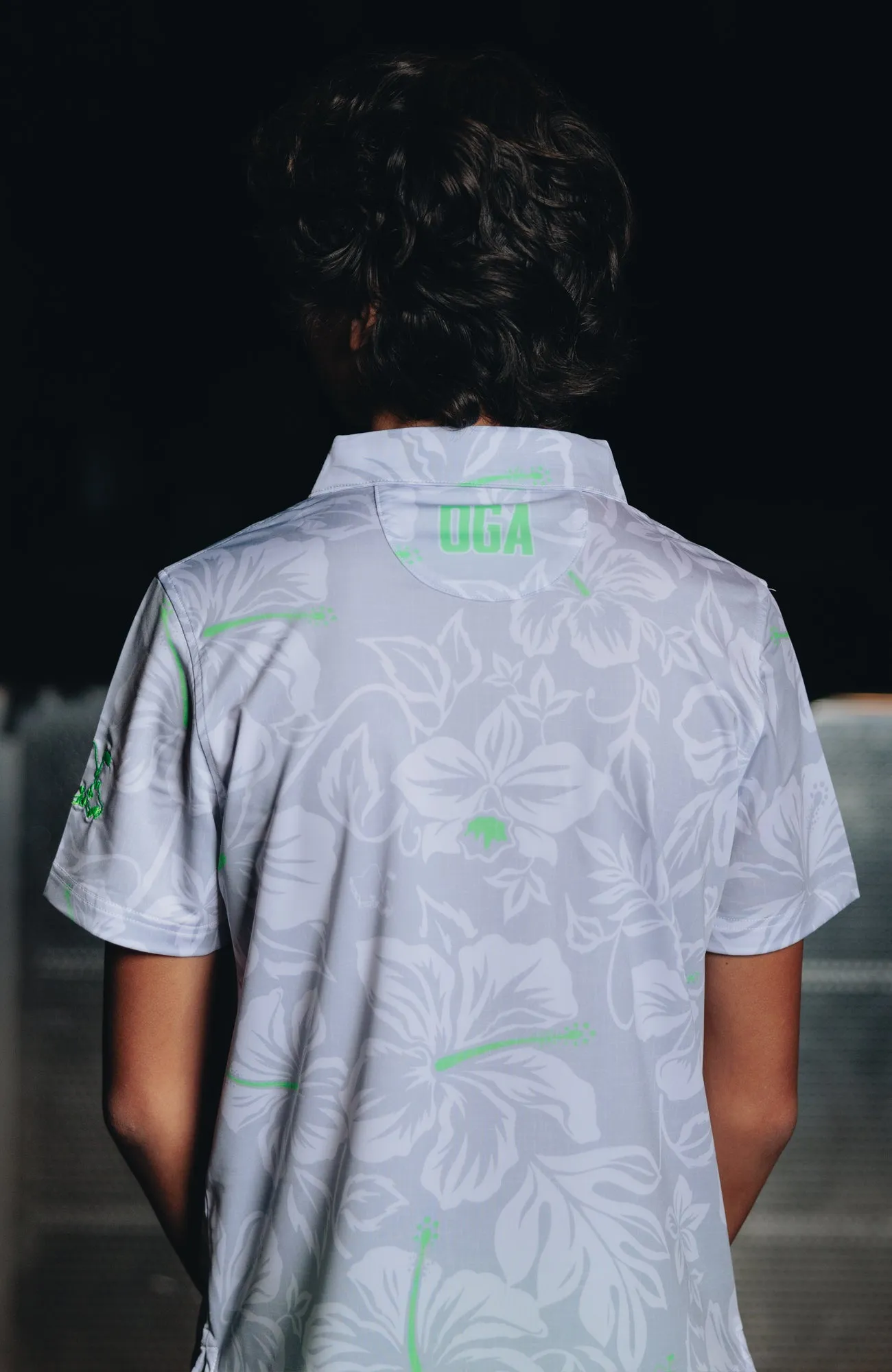 "Silver Mint Bloom" - OGA Youth Polo - Silver / Neon Mint