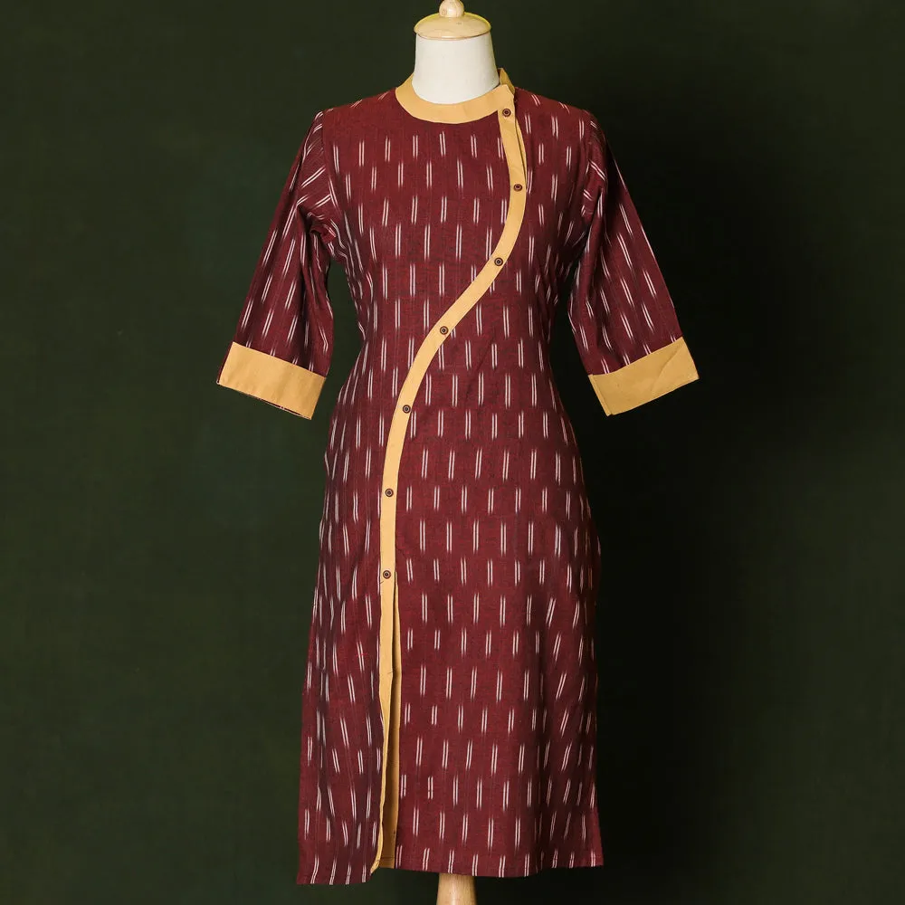 Red - Pochampally Ikat Pure Cotton Stitched Kurta