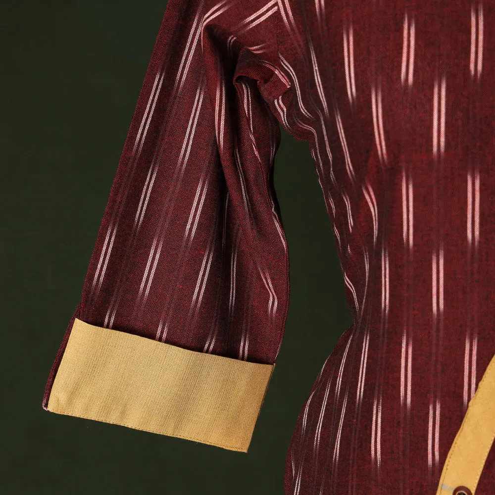 Red - Pochampally Ikat Pure Cotton Stitched Kurta