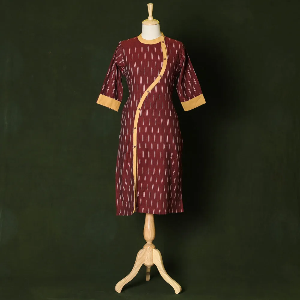 Red - Pochampally Ikat Pure Cotton Stitched Kurta