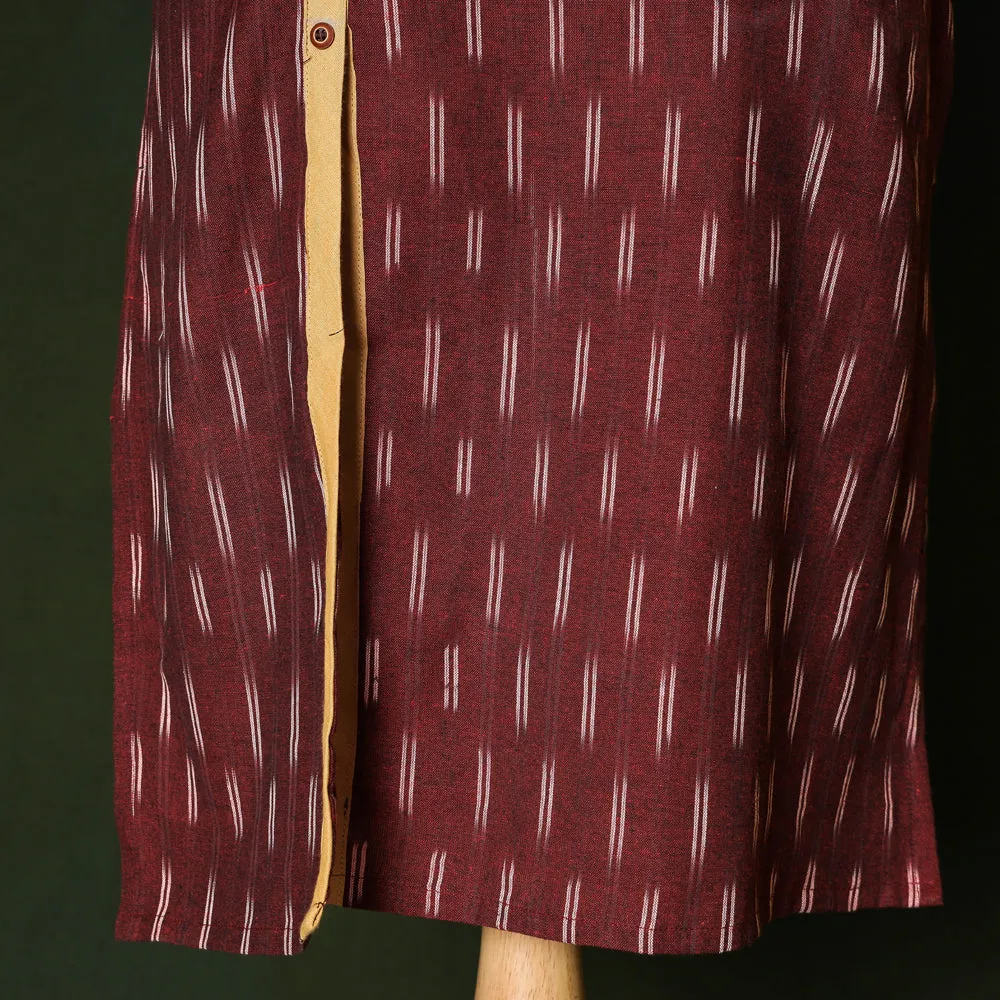 Red - Pochampally Ikat Pure Cotton Stitched Kurta