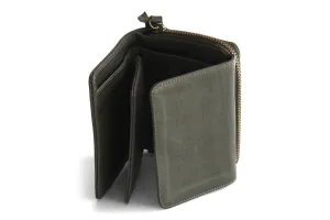 SMALL LEATHER PURSE IN OLIVE GREY