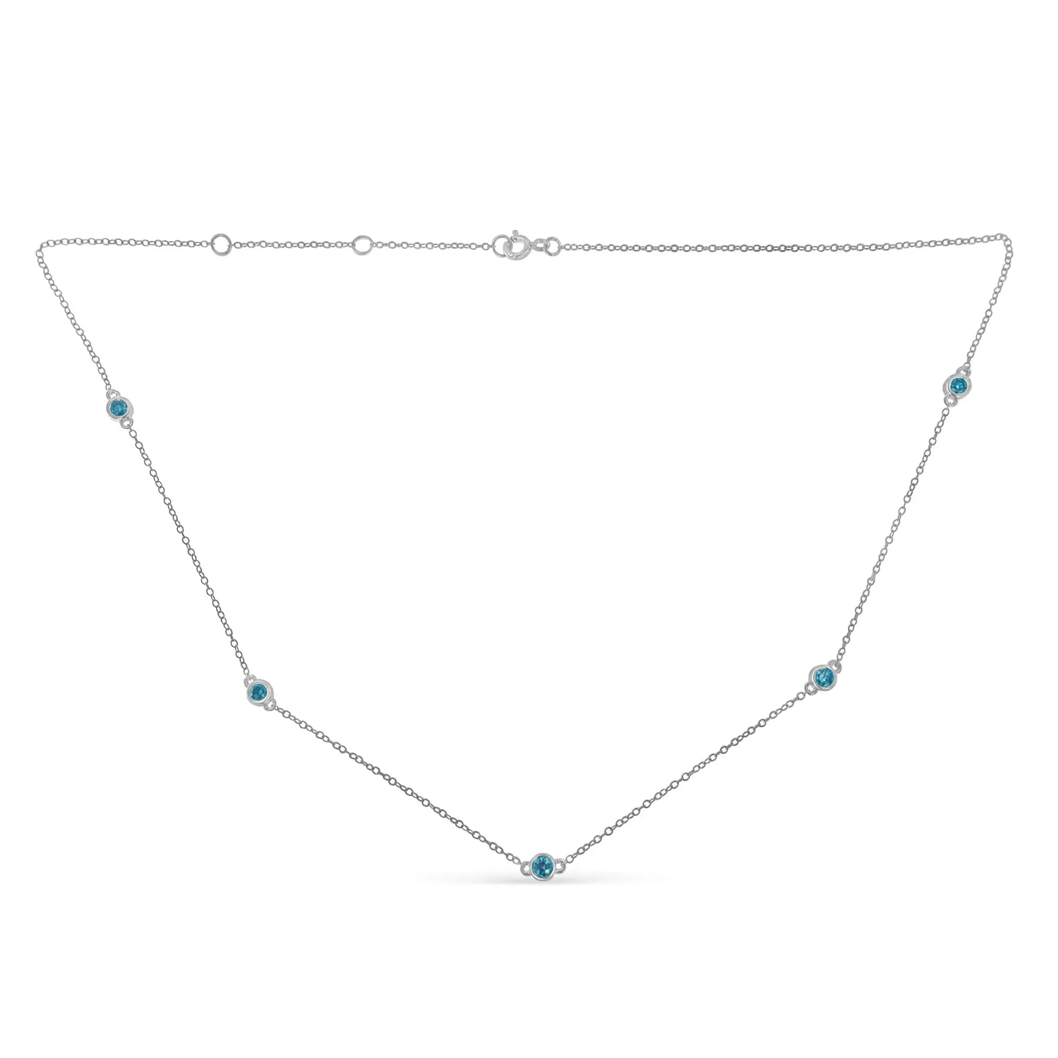 Sterling Silver Treated Diamond By Yard Necklace (1/2 cttw, Blue Color, I2-I3 Clarity)
