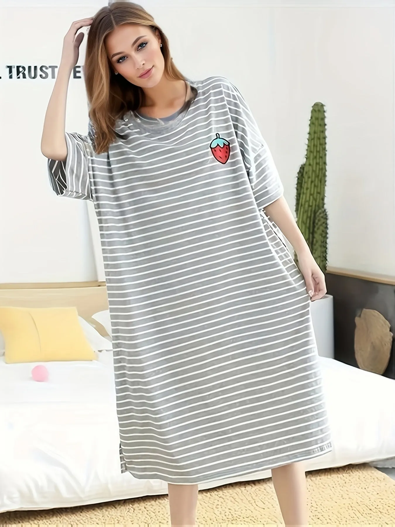 Striped Lounge Dress Stylish Comfort for Women