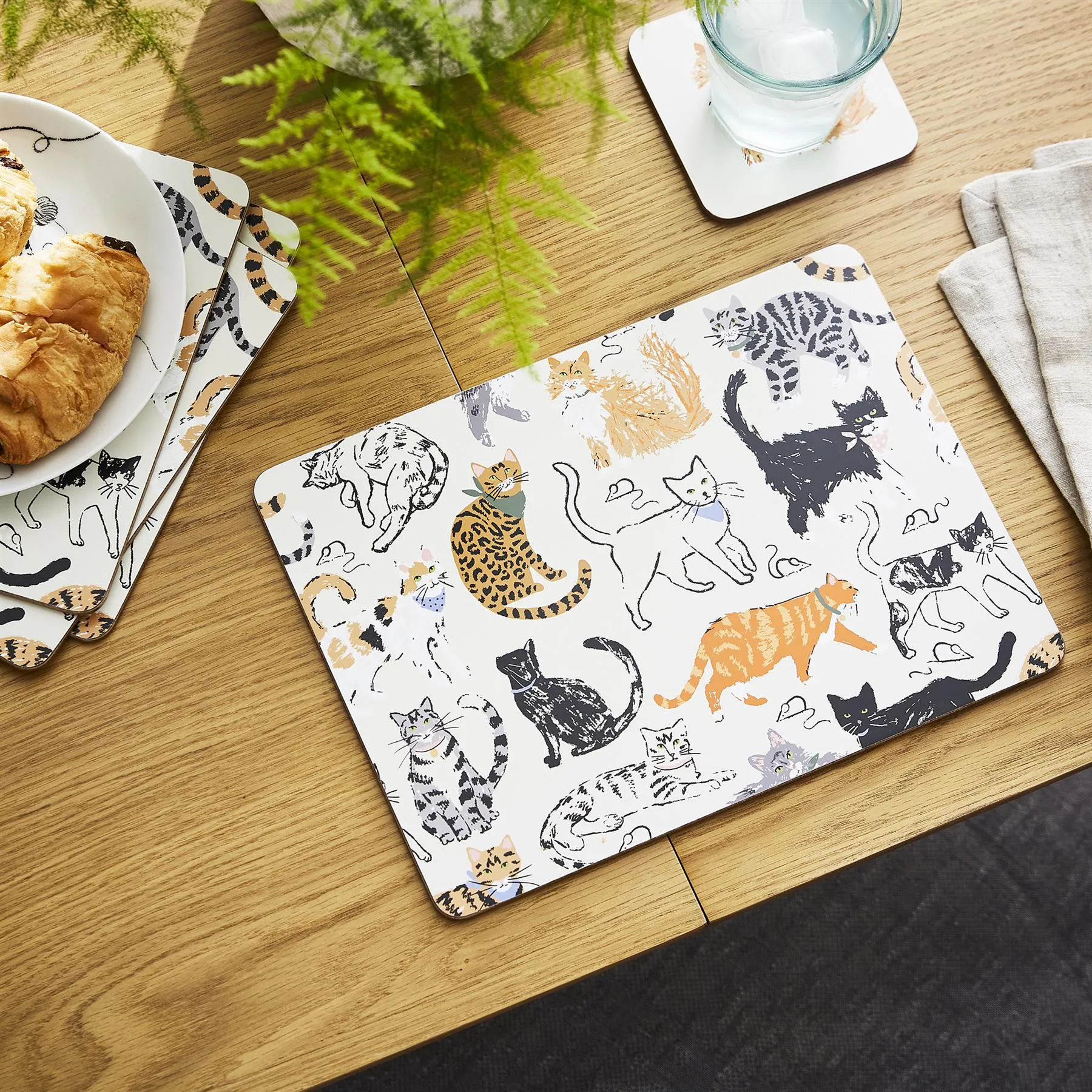 Ulster Weavers Feline Friends Placemat - 4 Pack One Size in Cream