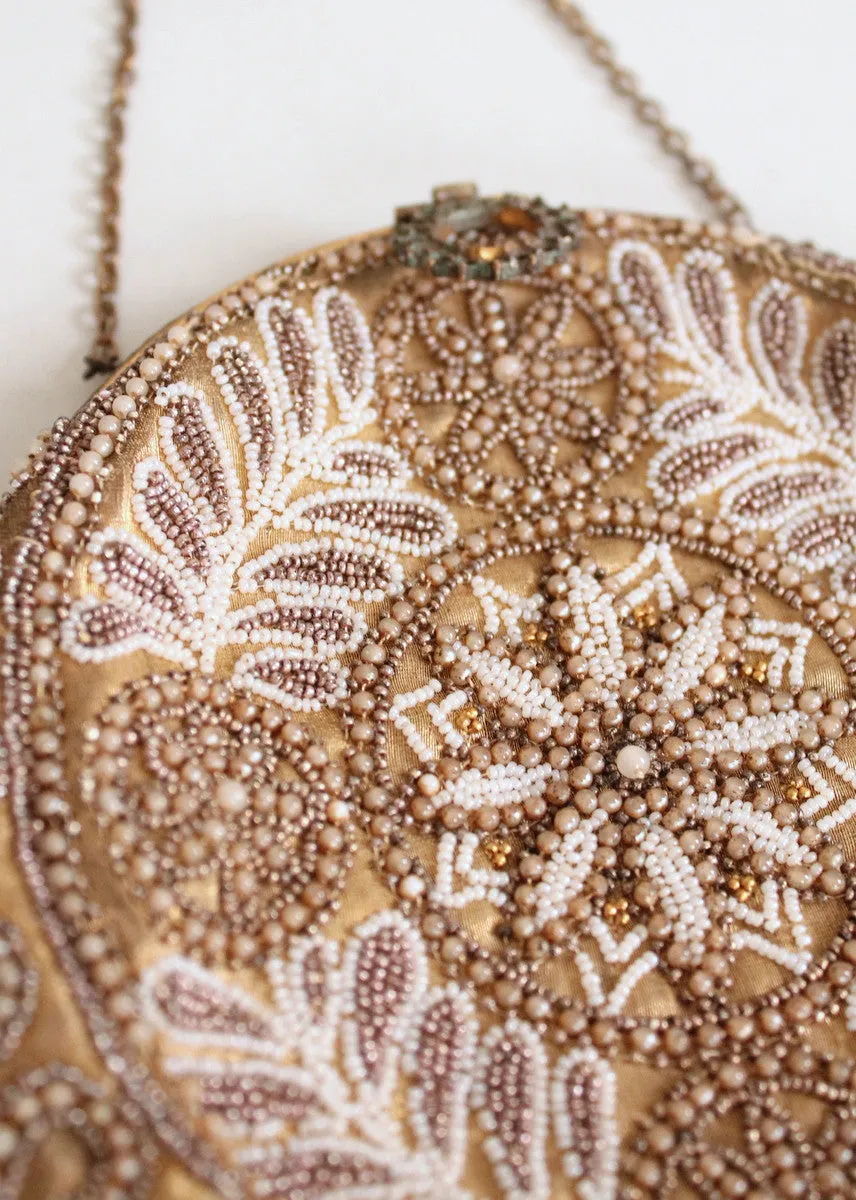 Vintage 1920s French Beaded Round Purse