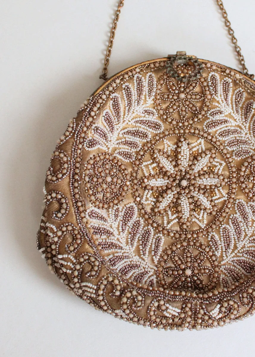 Vintage 1920s French Beaded Round Purse