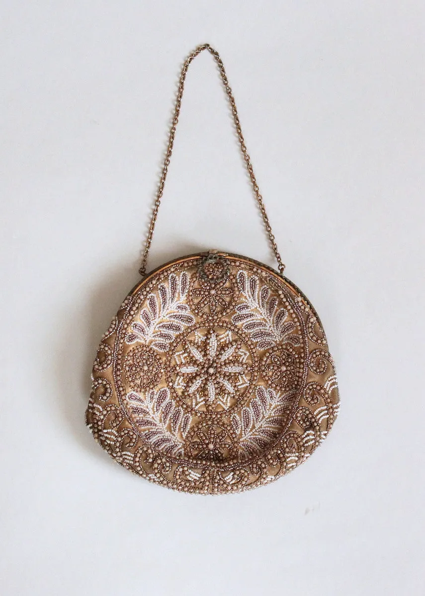 Vintage 1920s French Beaded Round Purse