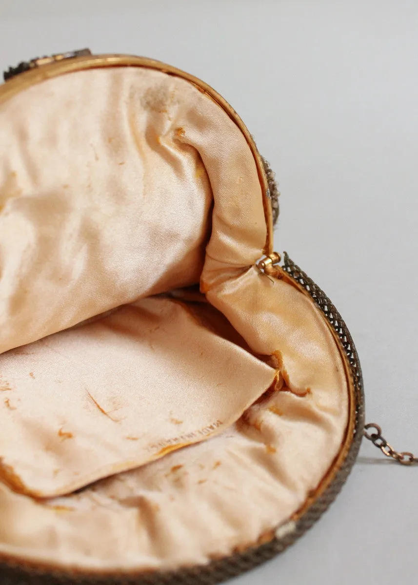 Vintage 1920s French Beaded Round Purse