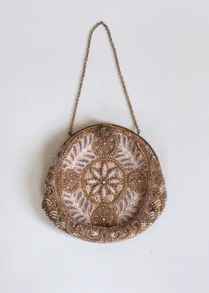 Vintage 1920s French Beaded Round Purse