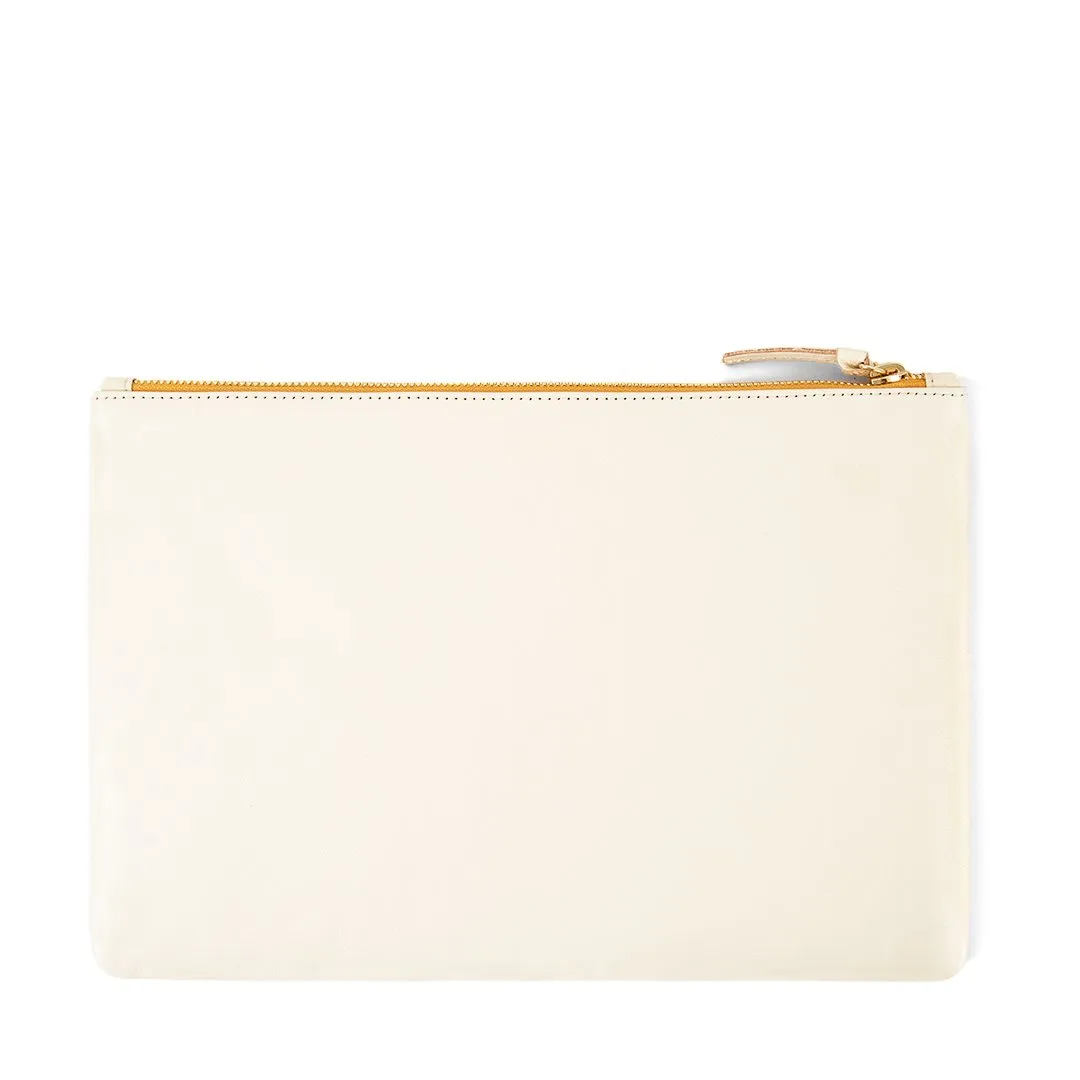 White Striped Flat Clutch