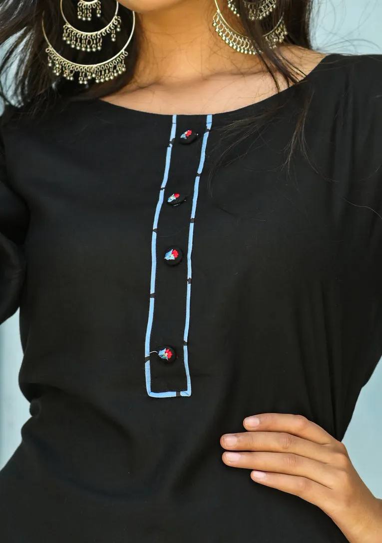 Women Black Solid Kurta Set