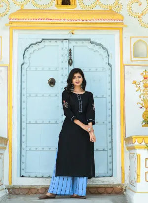 Women Black Solid Kurta Set
