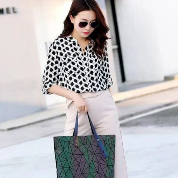 Women's Tote Geometric Quilted Shoulder Bag